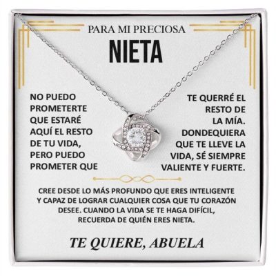 «Para mi preciosa nieta» - Cadena de oro blanco de 14 quilates con colgante de circonitas ORIANA
