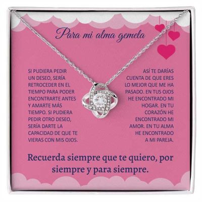 «Para mi alma gemela» - Collar chapado en oro blanco de 14 quilates con cristales de circonita cúbica LOVE