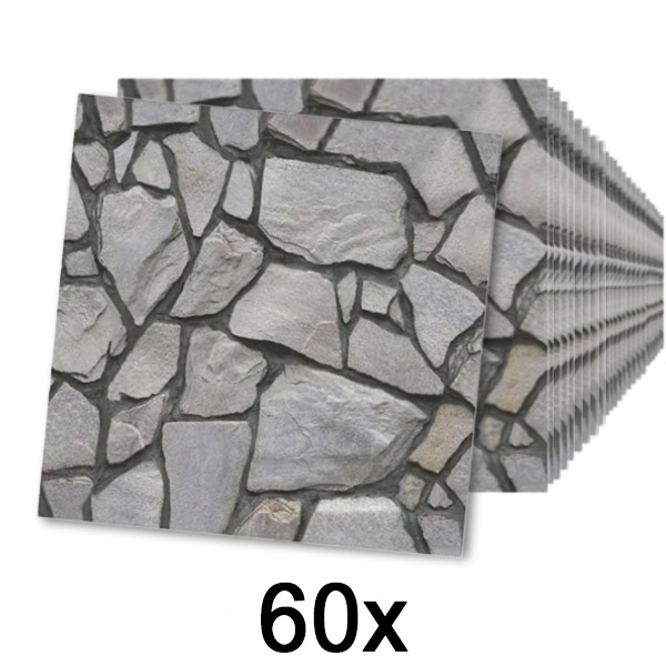 6x Vinilo adhesivo 3D imitación piedra (10 piezas) | ROCKWRAP