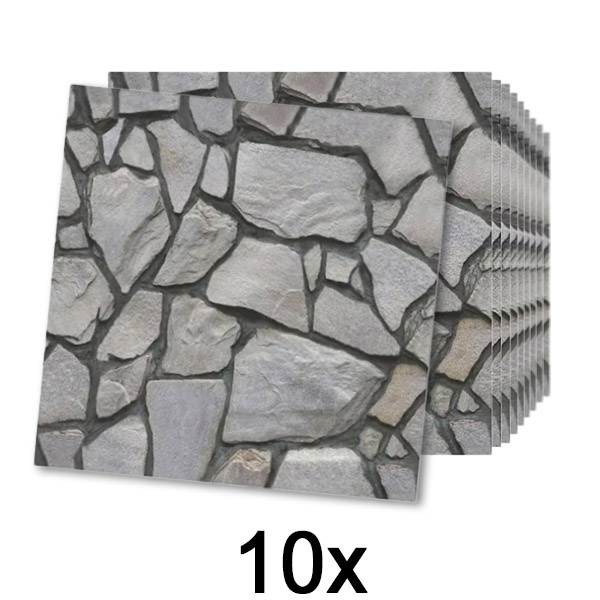 1x Vinilo adhesivo 3D imitación piedra (10 piezas) | ROCKWRAP